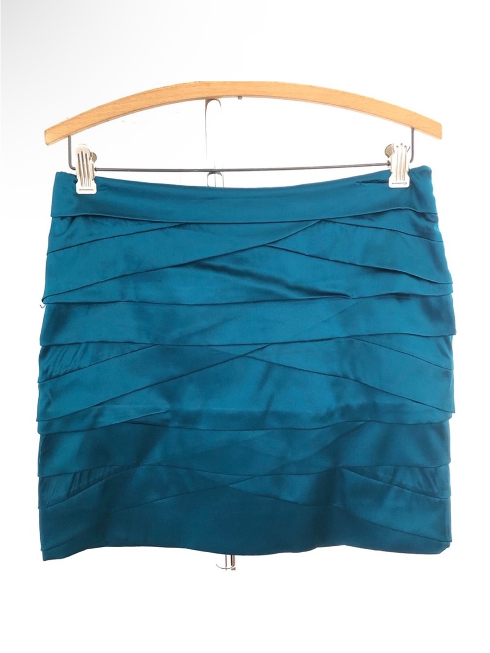 Diane Von Furstenberg Jakun Silk Teal Tiered Ruffle Mini Skirt